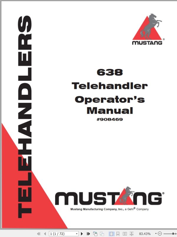 Mustang Telehandler 638 Operator Manual 908469A