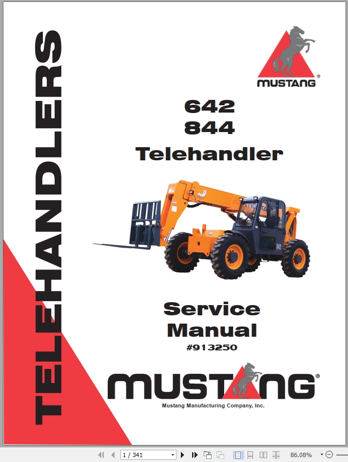 Mustang Telehandler 642 844 Service Manual 913250