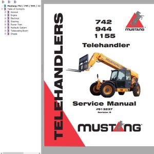 Mustang Telehandler 742 944 1155 Service Manual 913237B