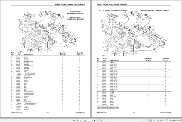 Mustang Track Loader MTL16 MTL20 MTL25 Parts Manual 908308H 1