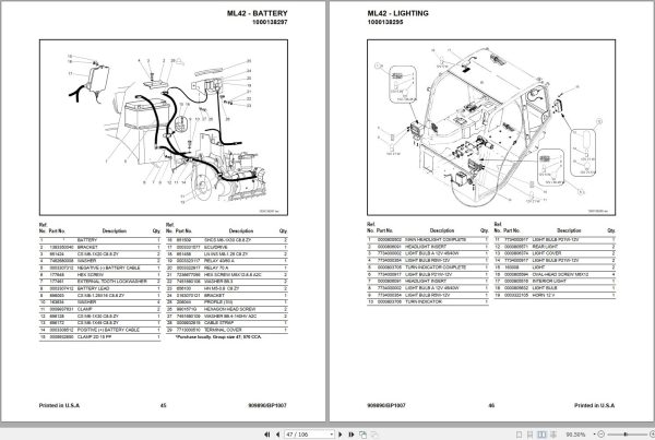 Mustang Wheel Loader ML42 Parts Manual 909890B 1