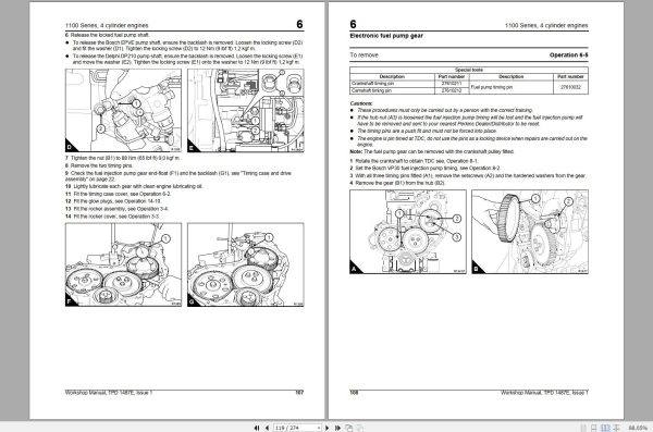 Perkins Engine 1100 Series Workshop Manual 917121 1