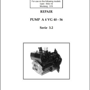 Rexroth Telehandler Drive Pump A 4 VG 40 56 Series 3.2 Service Manual 913309B