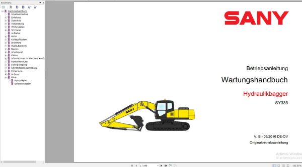 SANY Machinery 4.0 GB Operation Maintenance Manual Part Manual Schematic Shop Manual 3