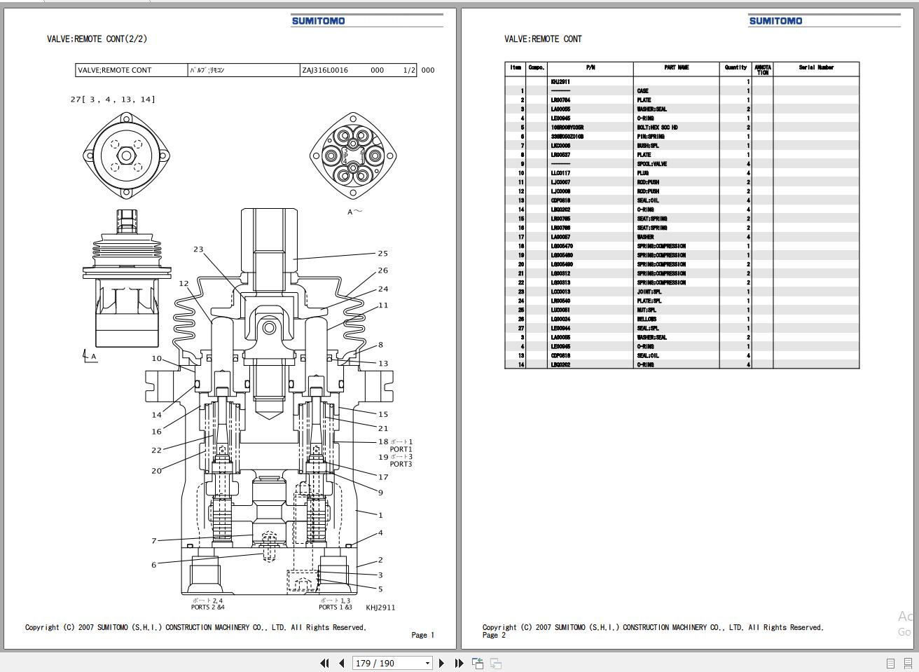 Sumitomo Spare Parts List PDF Excavator Series How To Install Guide