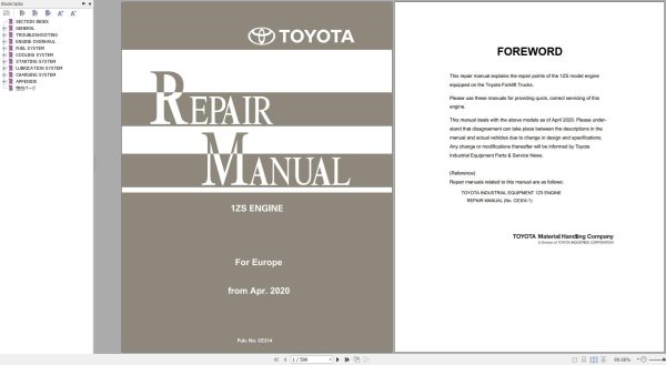 Toyota Engine 1ZS Repair Manual CE314