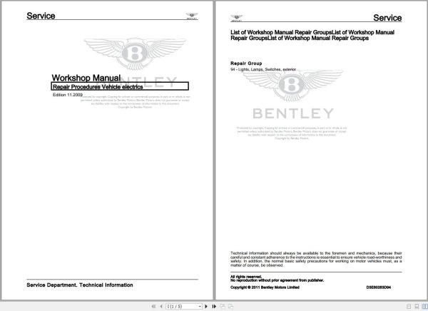 001 Bentley Arnage 1998 2000 Workshop Manual Eletrical Schematic