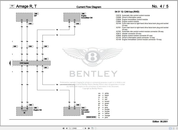 005 Bentley Arnage 2001 2002 Workshop Manual Eletrical Schematic 2