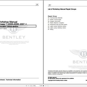 011 Bentley Arnage 2009 Workshop Manual Eletrical Schematic