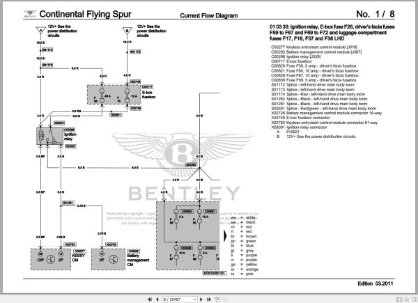 026 Bentley Continental Flying Spur 2005 2013 Workshop Manual Eletrical Schematic 2