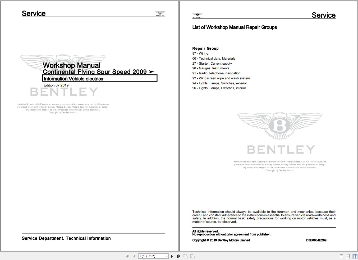 027 Bentley Continental Flying Spur 2009 2013 Workshop Manual Eletrical Schematic