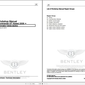 033 Bentley Continental GT Speed 2008 2010 Workshop Manual Eletrical Schematic