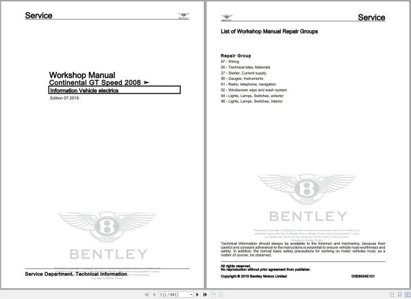 033 Bentley Continental GT Speed 2008 2010 Workshop Manual Eletrical Schematic