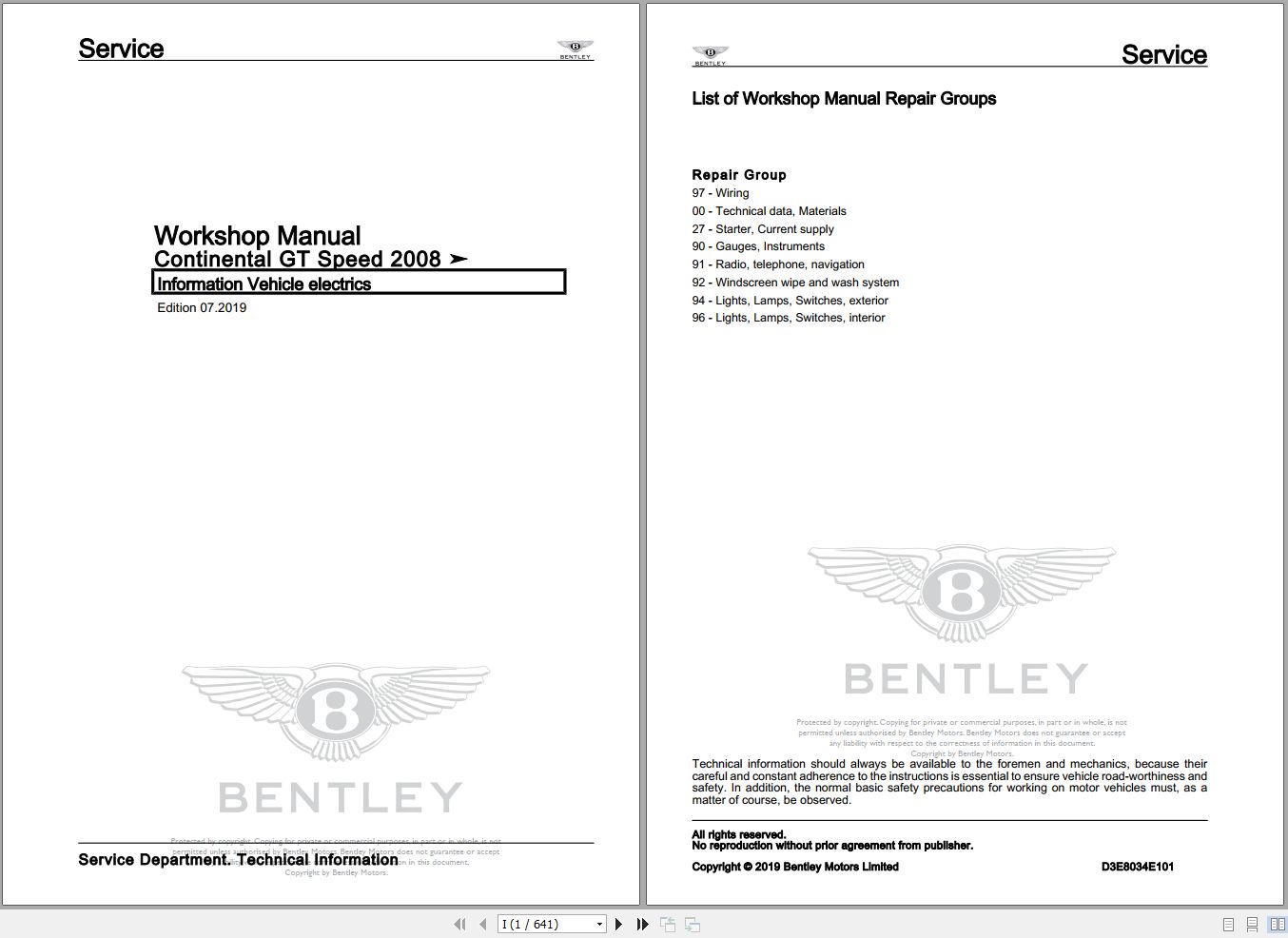 033 Bentley Continental GT Speed 2008 2010 Workshop Manual Eletrical Schematic