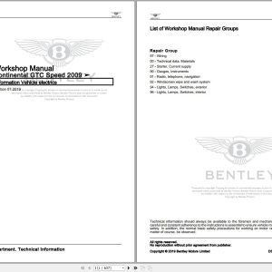 046 Bentley Continental GTC Speed 2009 2011 Workshop Manual Eletrical Schematic