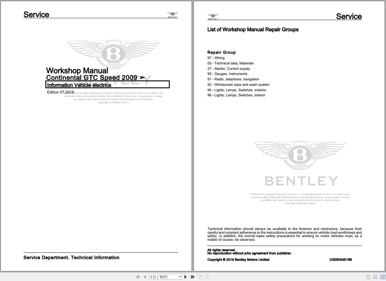 046 Bentley Continental GTC Speed 2009 2011 Workshop Manual Eletrical Schematic