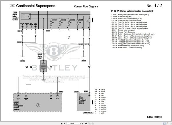 051 Bentley Continental Supersports GT 2010 2012 Workshop Manual Eletrical Schematic 2
