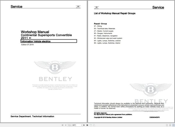 052 Bentley Continental Supersports GTC 2011 2012 Workshop Manual Eletrical Schematic