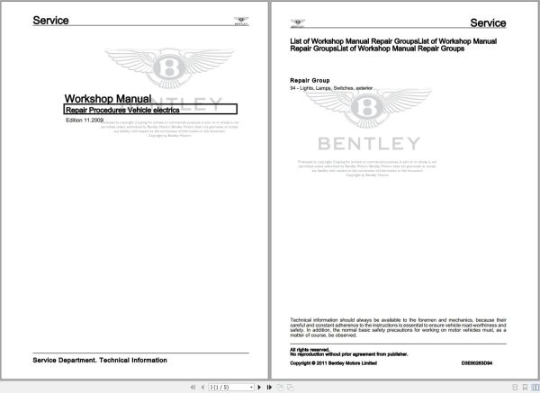 053 Bentley Flying Spur V8 2014 2019 Workshop Manual Eletrical Schematic