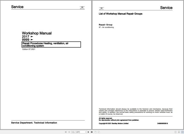 058 Bentley Mulsanne 2016 2018 Workshop Manual