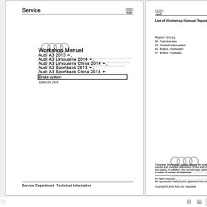 Audi A3 2013 2019 8VM 8VA 8VS 8V7 8V1 85S 85A 8VK 85M 85F Workshop Manual