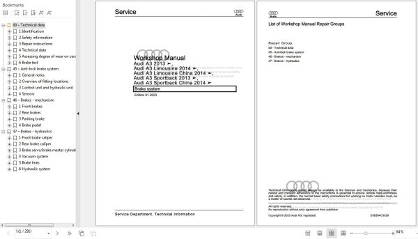 Audi A3 2013 2019 8VM 8VA 8VS 8V7 8V1 85S 85A 8VK 85M 85F Workshop Manual