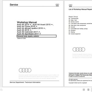 Audi A4 2020 2023 8WC 8WD 8WJ Workshop Manual