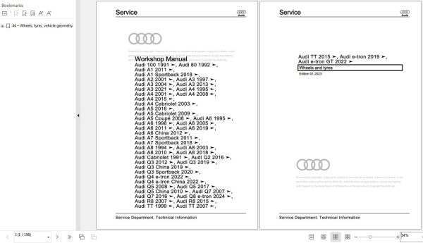 Audi R8 2016 2023 4S 4S3 4S9 4SP 4SR Workshop Manual