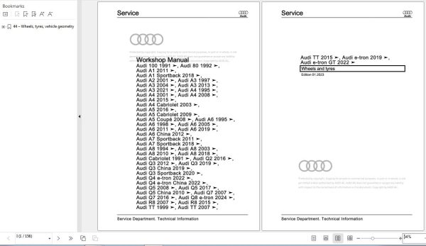 Audi TT 1999 2006 TTTT CoupeTT Roadster 8N 8N3 8N9 Workshop Manual