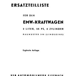 BMW 340 LIMO 1949 1955 Parts Catalog DE 1