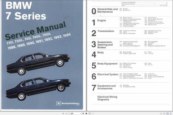 BMW E32 7 Series 1986 1994 Diagram Service Repair Manual