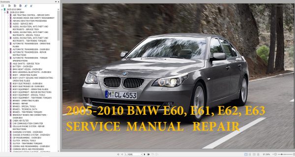 BMW E60 E61 5 Series 2005 2010 Diagram Service Repair Manual