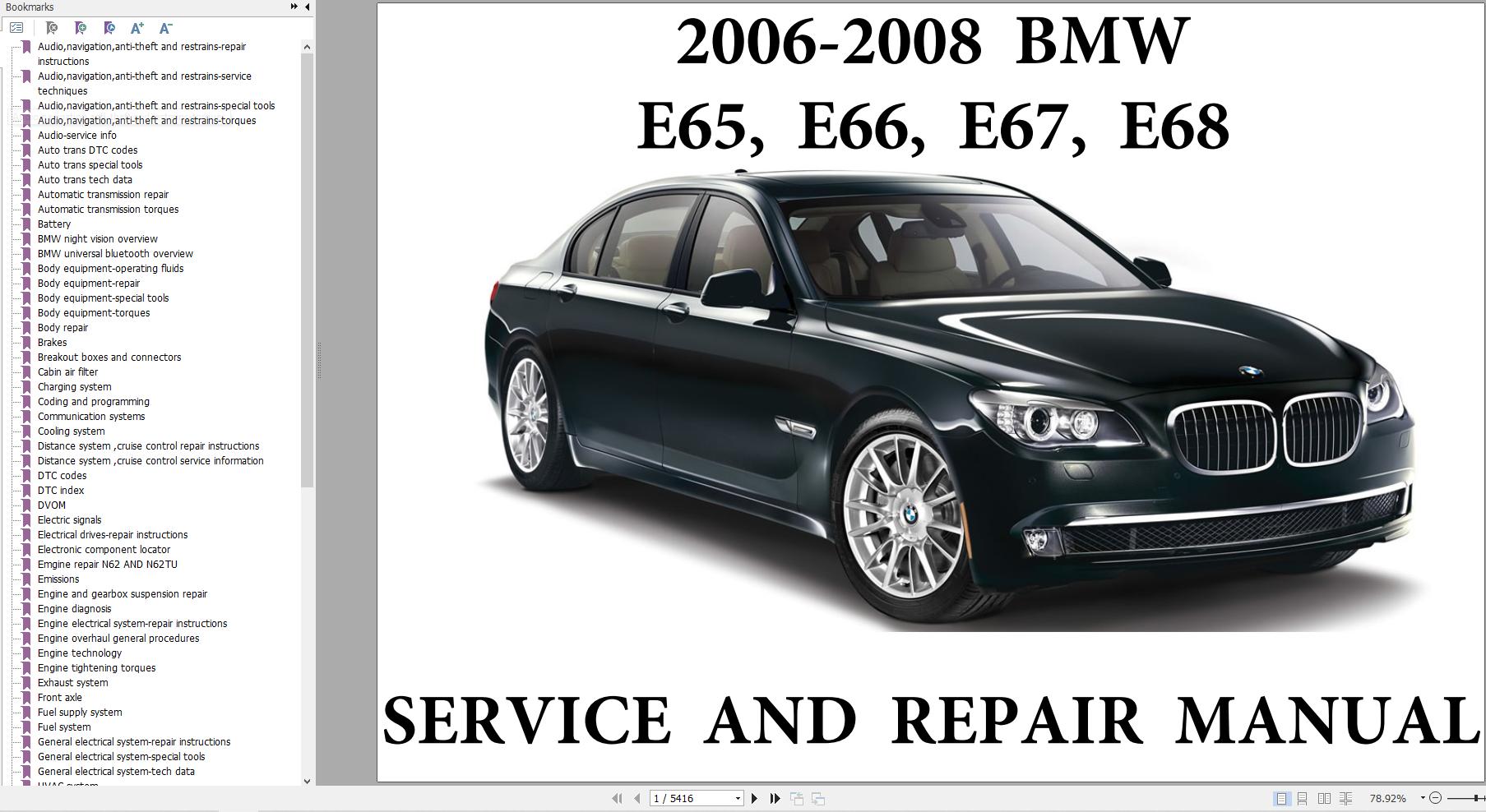 BMW E65 E66 E67 E68 7 Series 2002 2008 Diagram Service Repair Manual