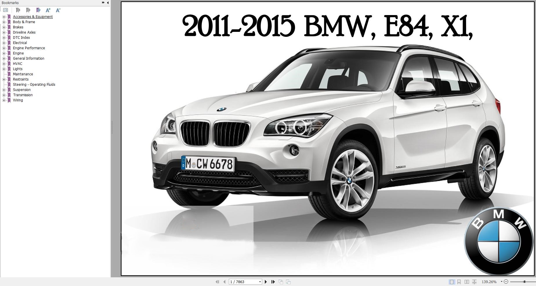 BMW E84 X1 X Series 2011 2015 Schematic Service Repair Manual
