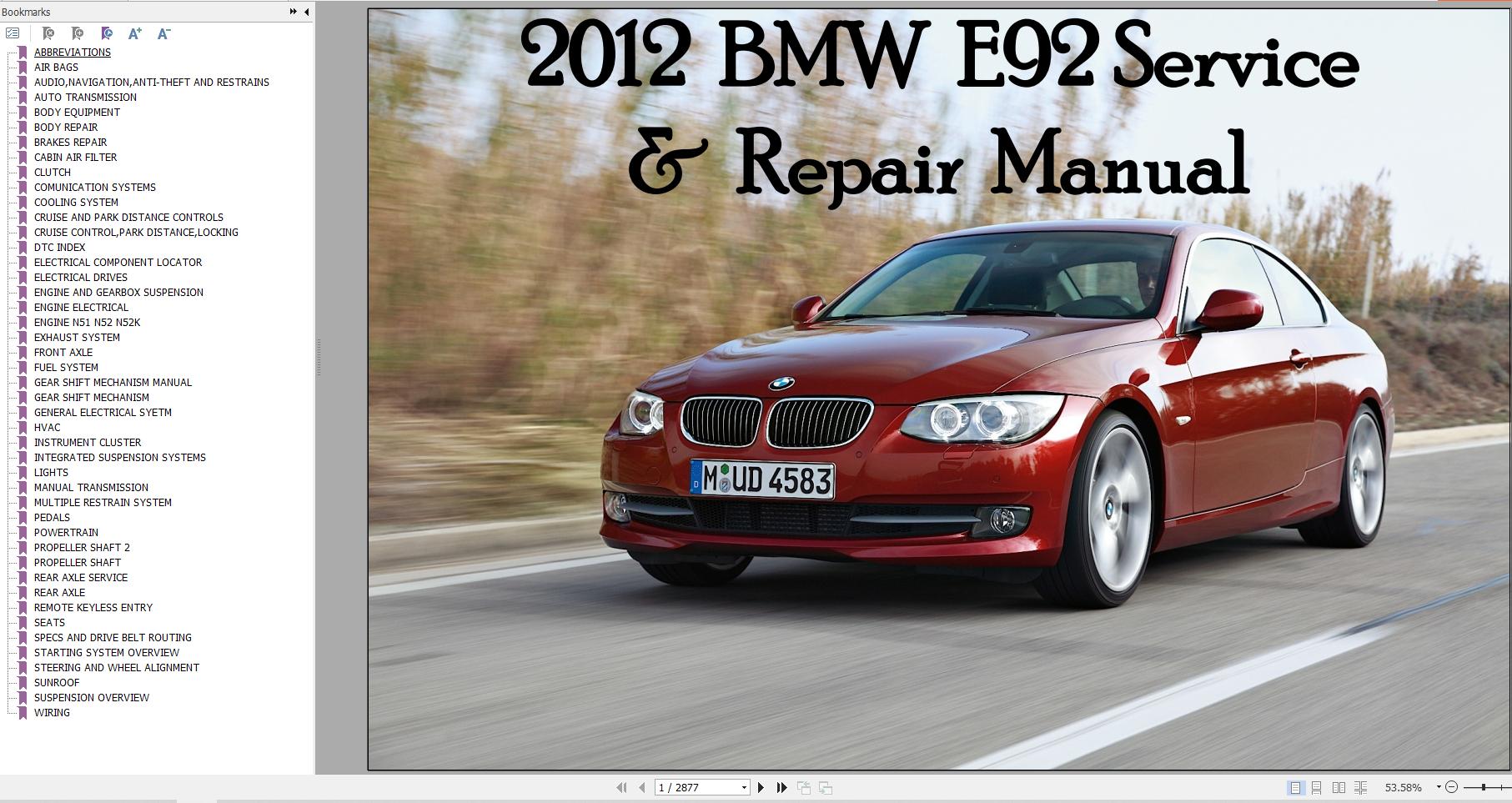 BMW E90 E91 E92 E93 2004 2013 Diagram Service Repair Manual