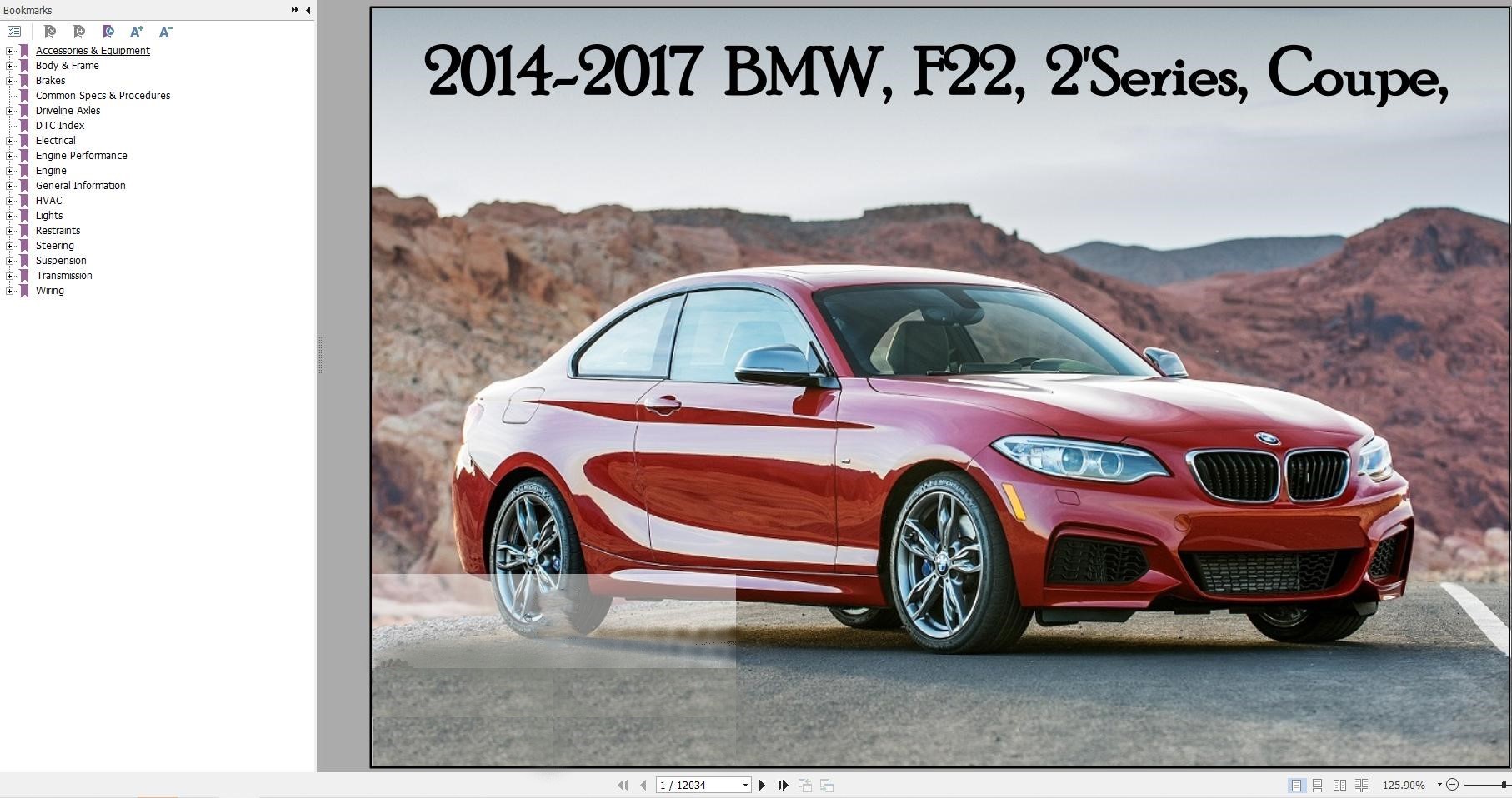 BMW F22 2 Series 20142018 Wiring Diagram & Service Repair Manual