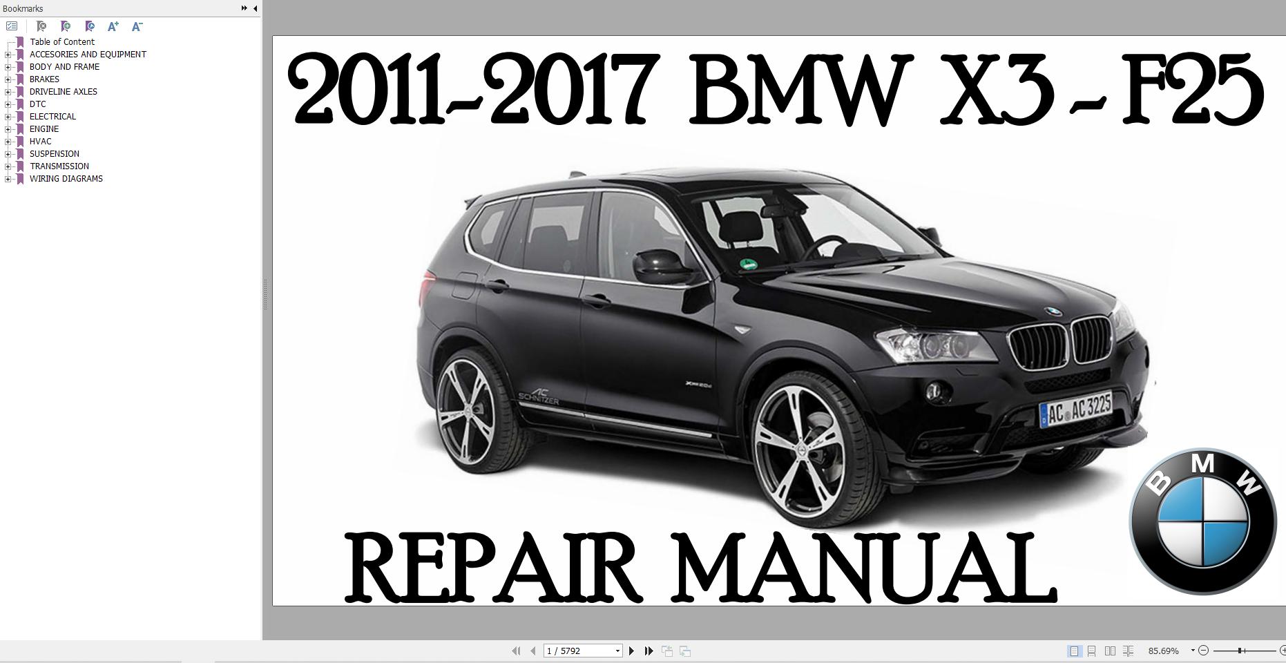 BMW F25 X3 2011 2017 Wiring Diagrams Service Repair Manual