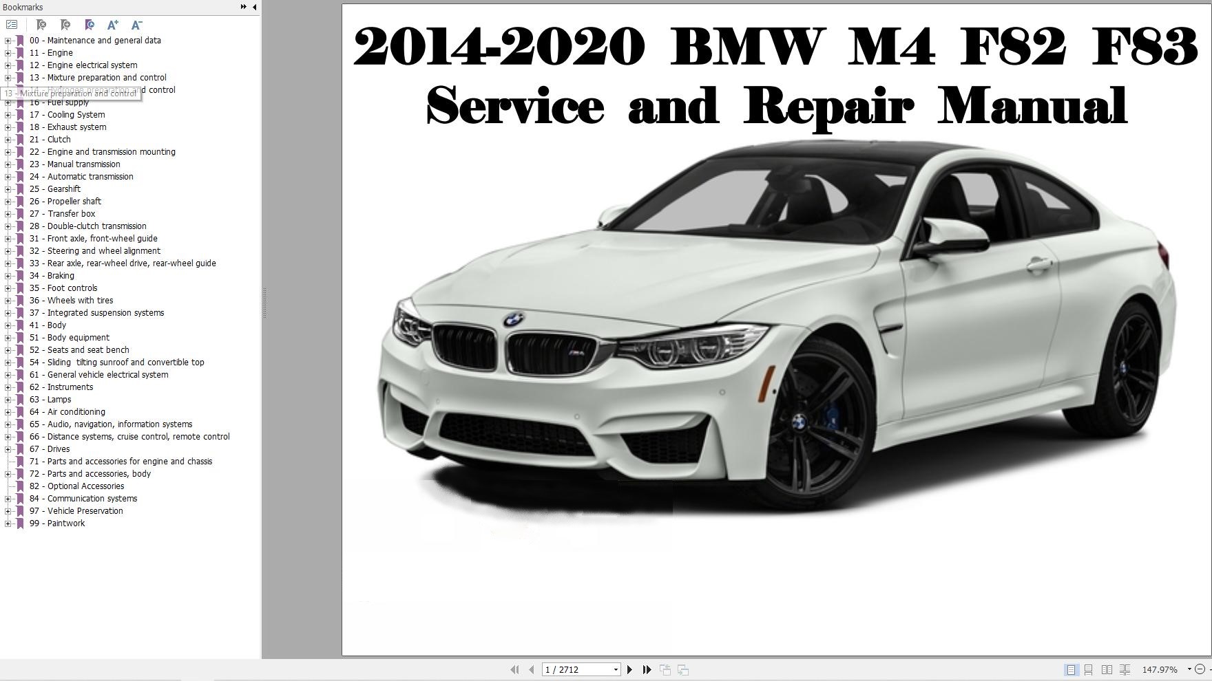 BMW F82 4 Series 2014 2020 Service Repair Manual