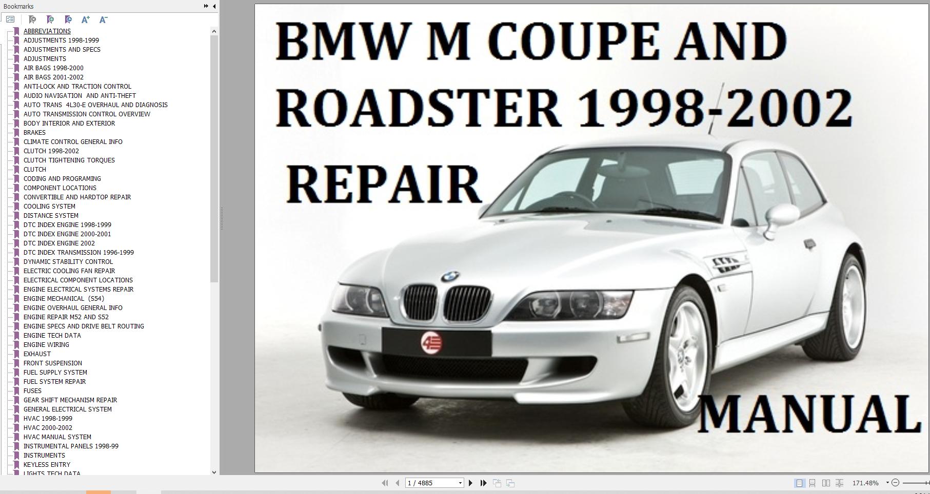 BMW M COUPE and ROADSTER 1998 2001 Diagram Service Repair Manual