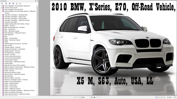 BMW X Series E70 X5M S63 Auto USA LL 2010 Diagrams Service Repair Manual