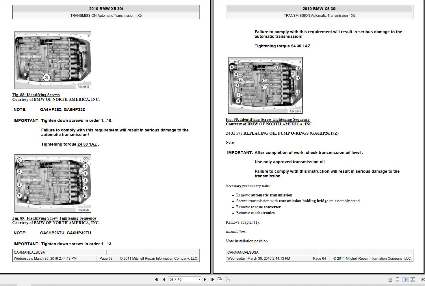 BMW X5 30i 2010 Schematic Service Repair Manual