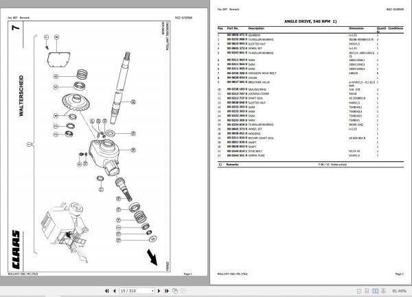 Claas ROLLANT Round Baler 350 RC 76200011 76202601 Parts Catalog 2 1