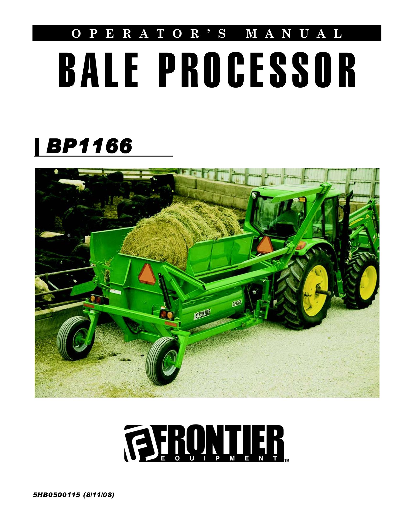 Frontier Bale Processor BP1166 Operators Manual