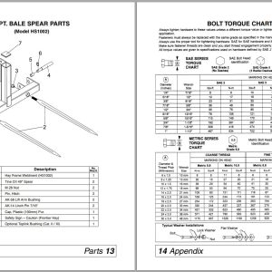 Frontier Bale Spears 3 Pt Hitch Hs1001 Hs1002 Operators Manual 1