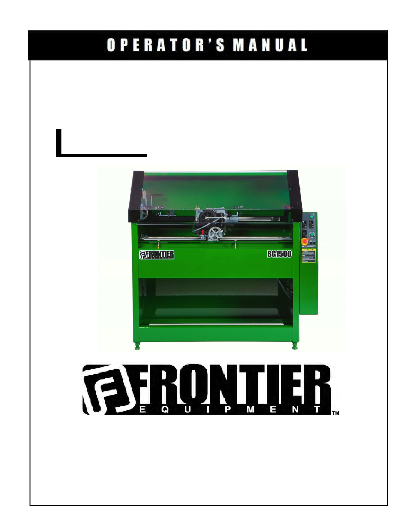 Frontier Bedknife Grinder BG1500 Operators Assembly Service Manual EN FR