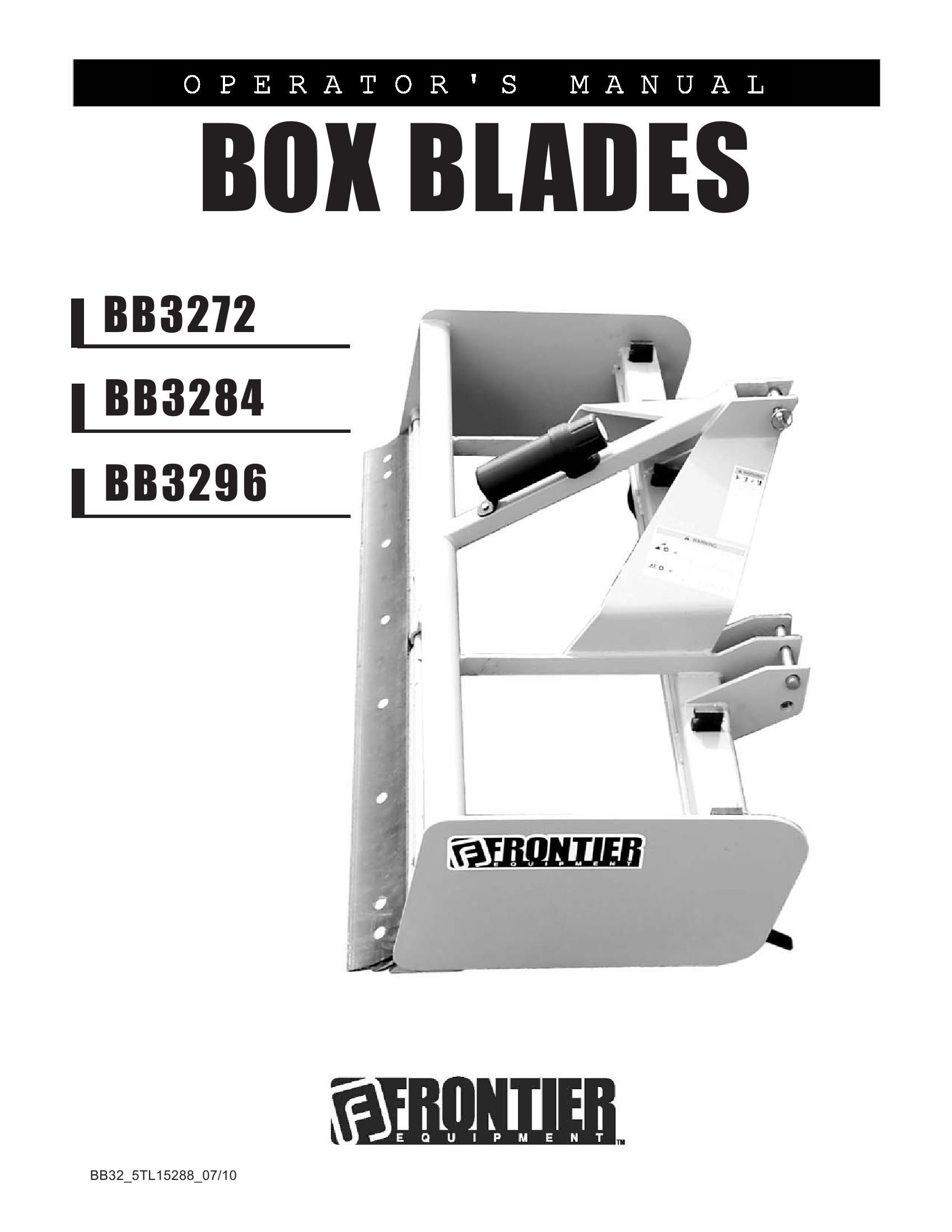 Frontier Box Blades BB3272 BB3296 Operators Manual