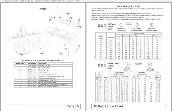 Frontier Box Blades BB5060 BB5096 Operators Manual 1