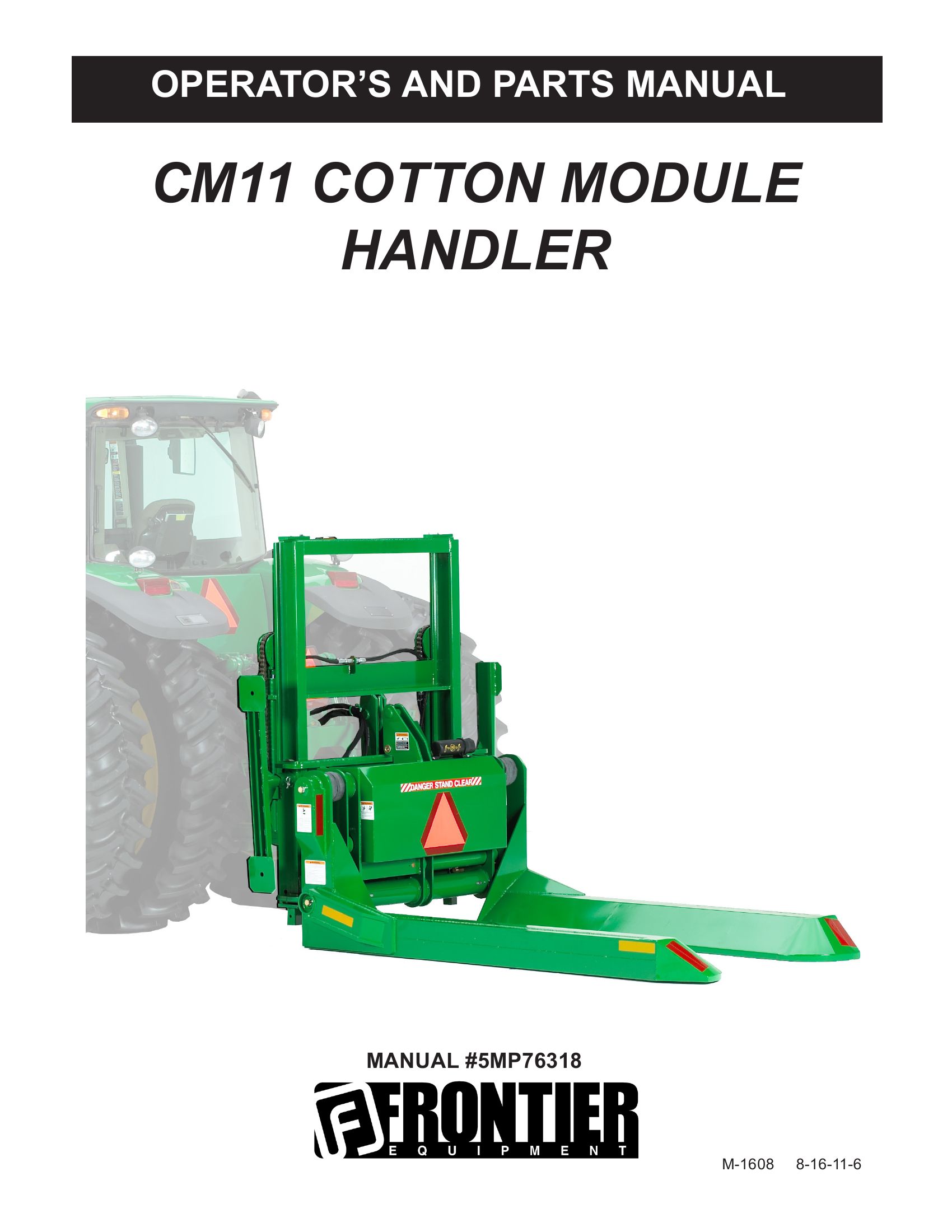 Frontier Cotton Module Handler CM11 Operators Parts Manual