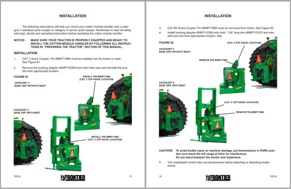 Frontier Cotton Module Handler CM11 Operators Parts Manual 1