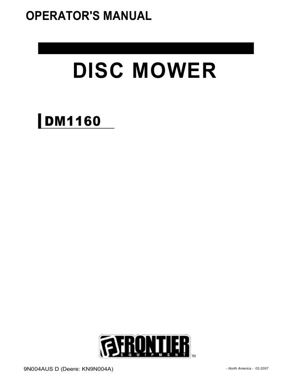 Frontier Disc Mower DM1160 Operators Manual